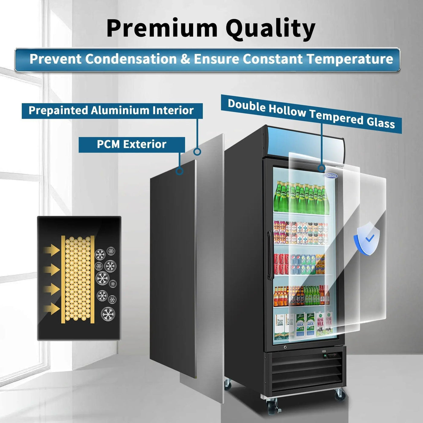 Glass Door Merchandiser Refrigerator Swing Door Commercial Display Refrigerators Merchandising Refrigeration With LED Top Panel by HouseOfZazla
