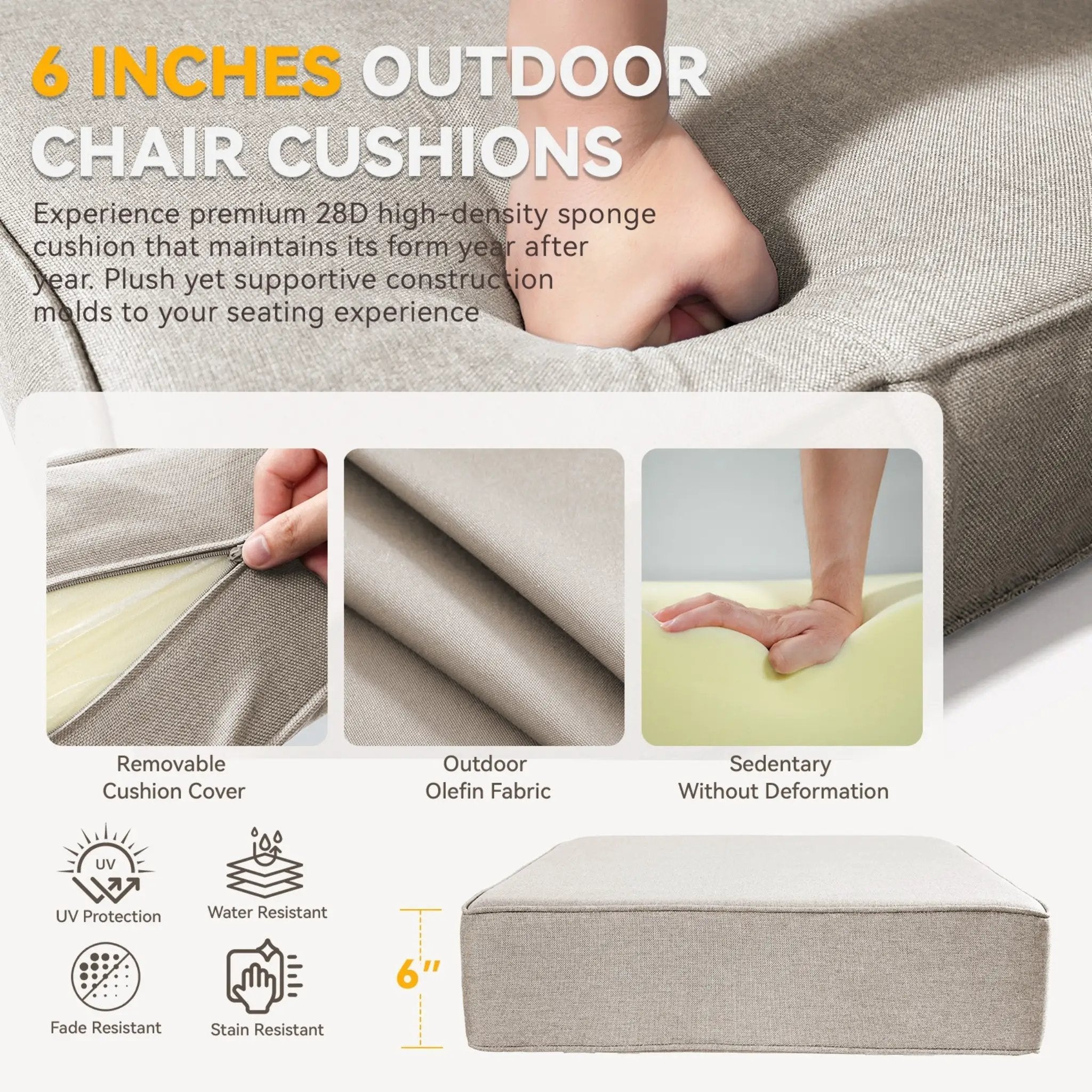6-Inch Thick Outdoor Chair Cushion by HouseOfZazla