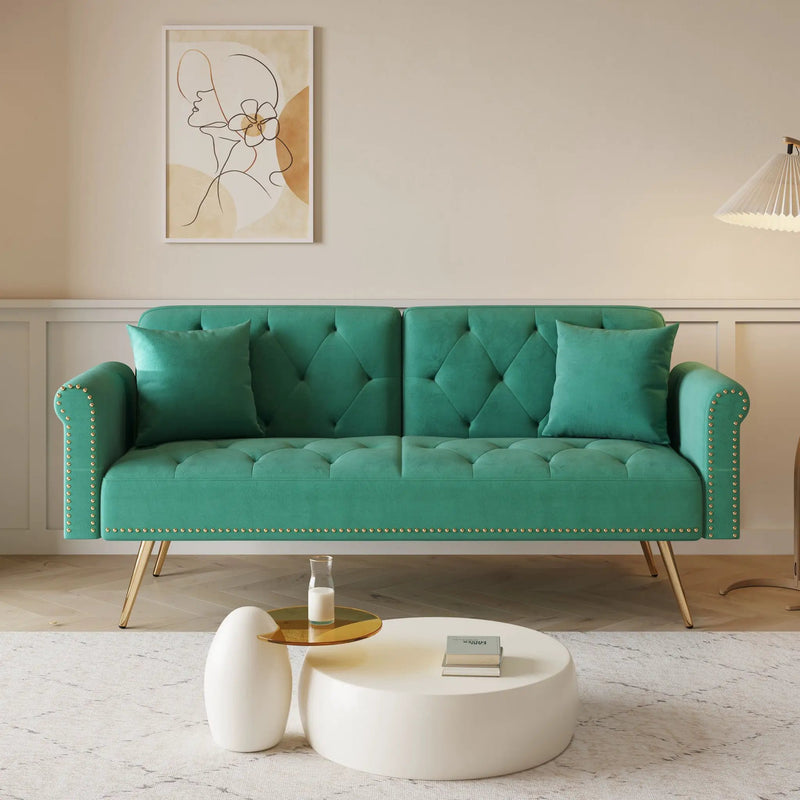 Luxurious Sofa Bed With Nail Head Trim And Matching Pillow by Unique Piece Furniture