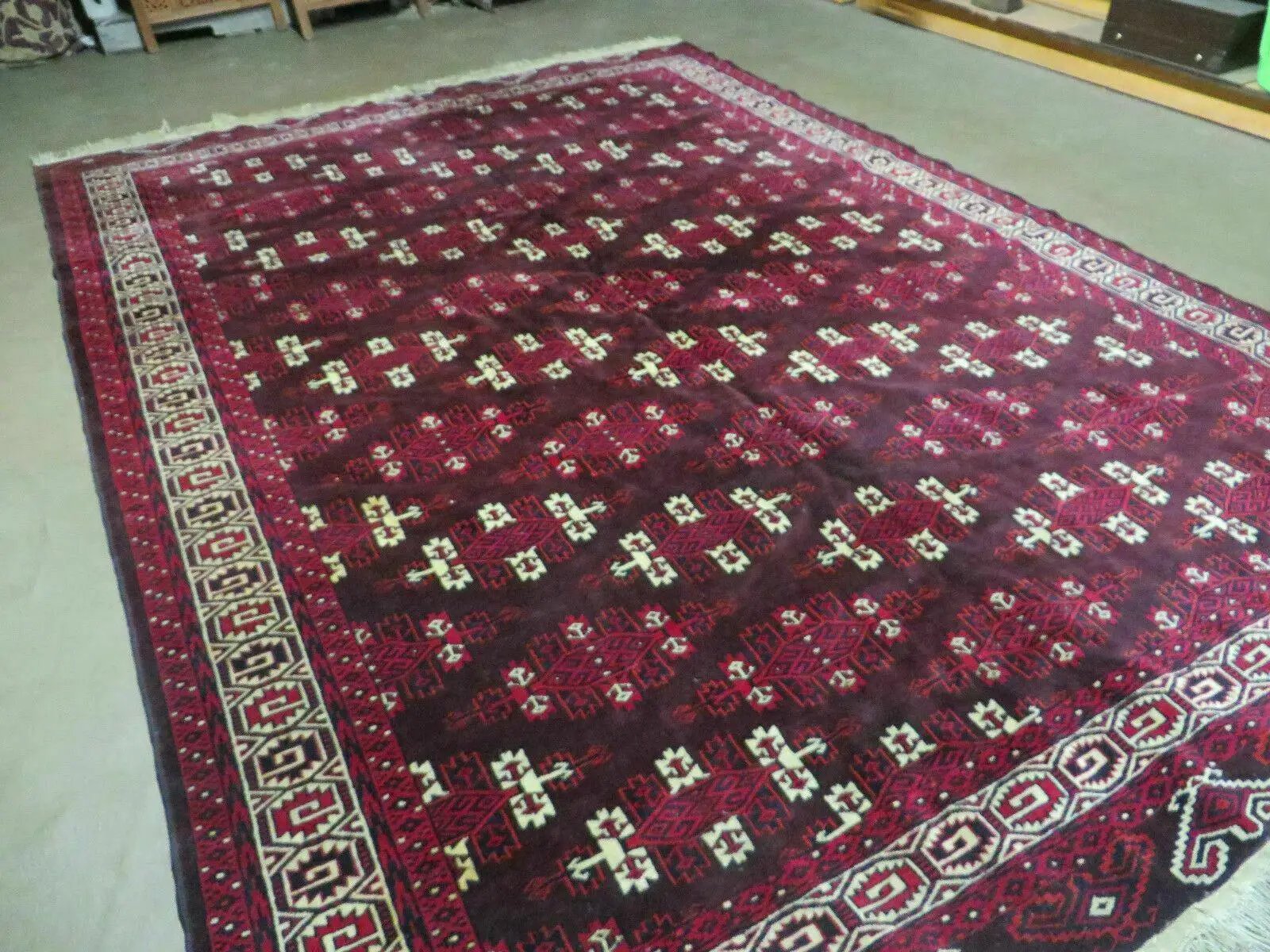 7' X 10' Antique Handmade Yamud Turkoman Wool Rug Excellent by Jewel Rugs