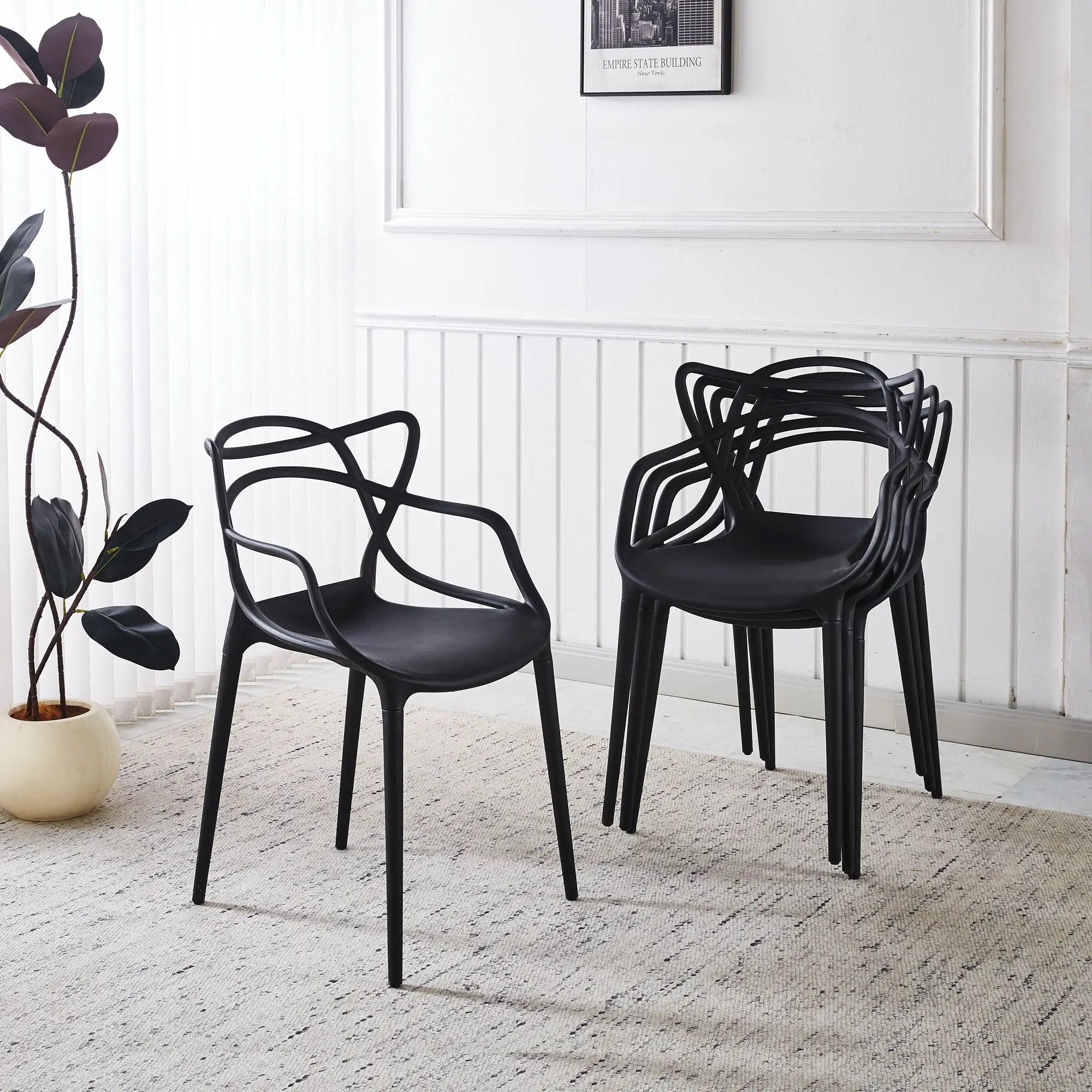 Dining Chair (Set of 4) - Black - Plastic by Unique Piece Furniture