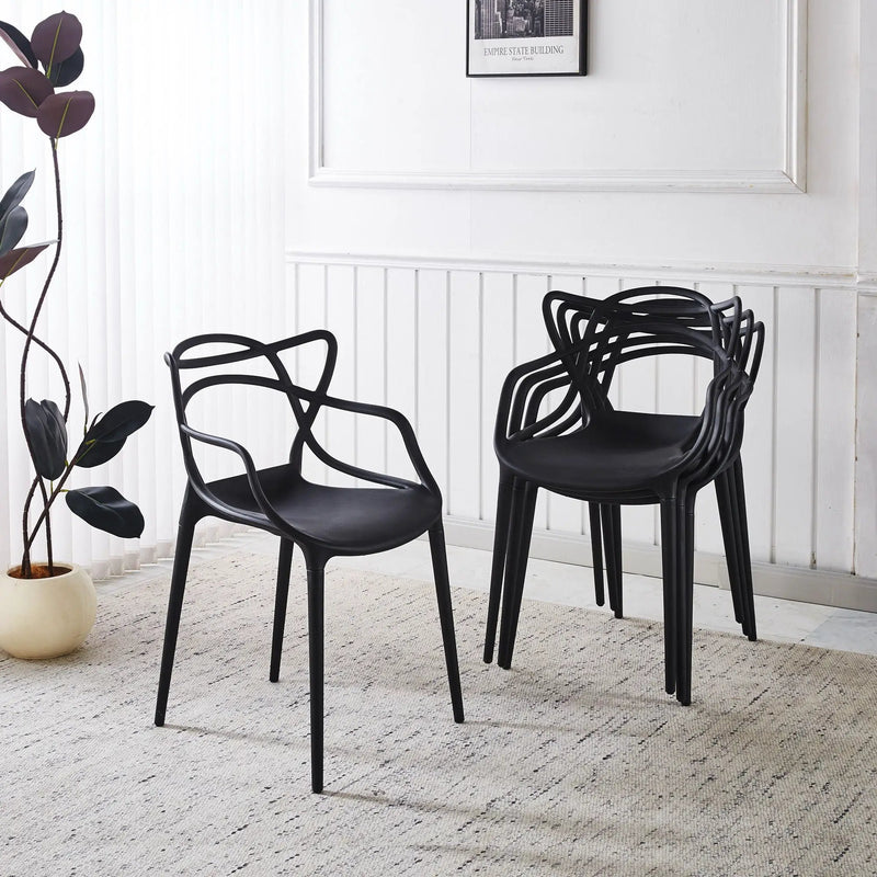 Dining Chair (Set of 4) - Black - Plastic by Unique Piece Furniture