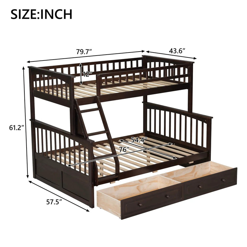 Bunk Bed With Drawers, Convertible Storage Bed by Unique Piece Furniture