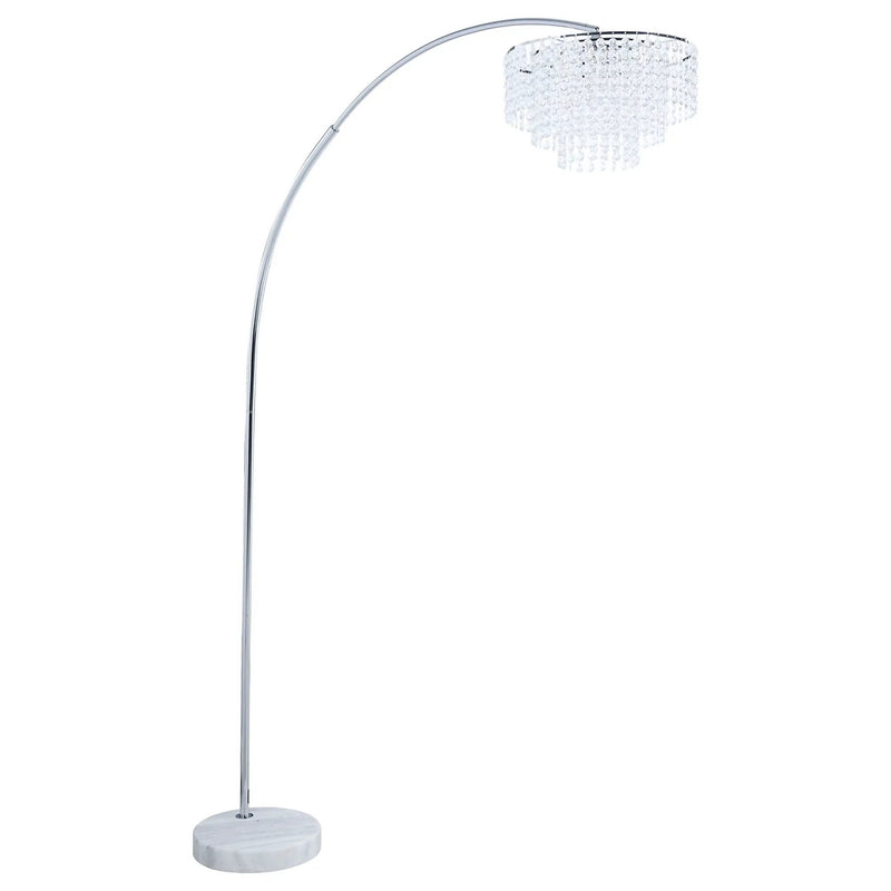 Shirley 86-inch Hanging Crystal Arc Metal Floor Lamp Chrome by Unique Piece Furniture