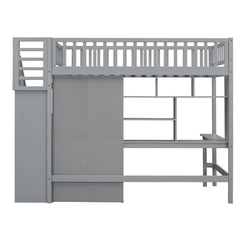 Loft Bed With Bookshelf, Drawers, Desk, And Wardrobe by HouseOfZazla
