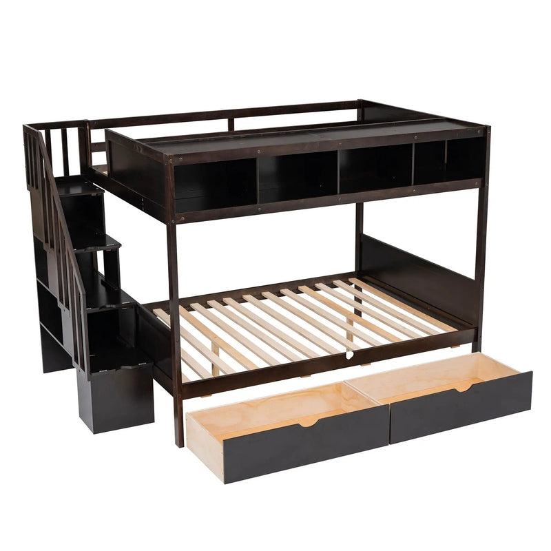 Bunk Bed With Shelfs, Storage Staircase And 2 Drawers by HouseOfZazla