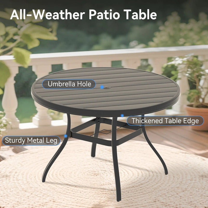 5 Pieces Outdoor Patio Dining Set with Stackable Metal Chairs and Round Table by HouseOfZazla
