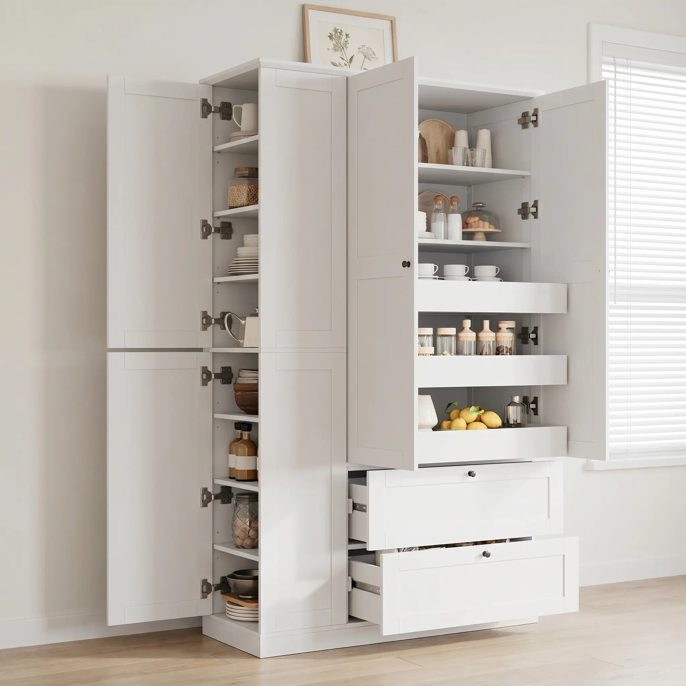 TOPMAX 73.6" Tall Farmhouse Kitchen Pantry Cabinet with 8 Shelves by HouseOfZazla