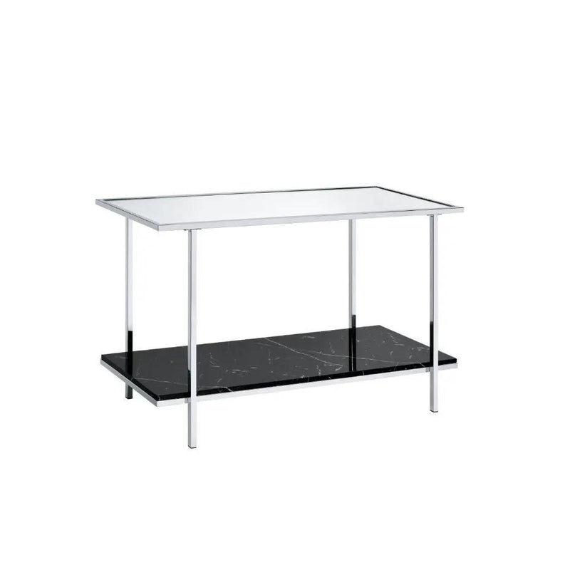 Angwin - Console Table - Mirrored, Faux Marble Top & Chrome by Unique Piece Furniture