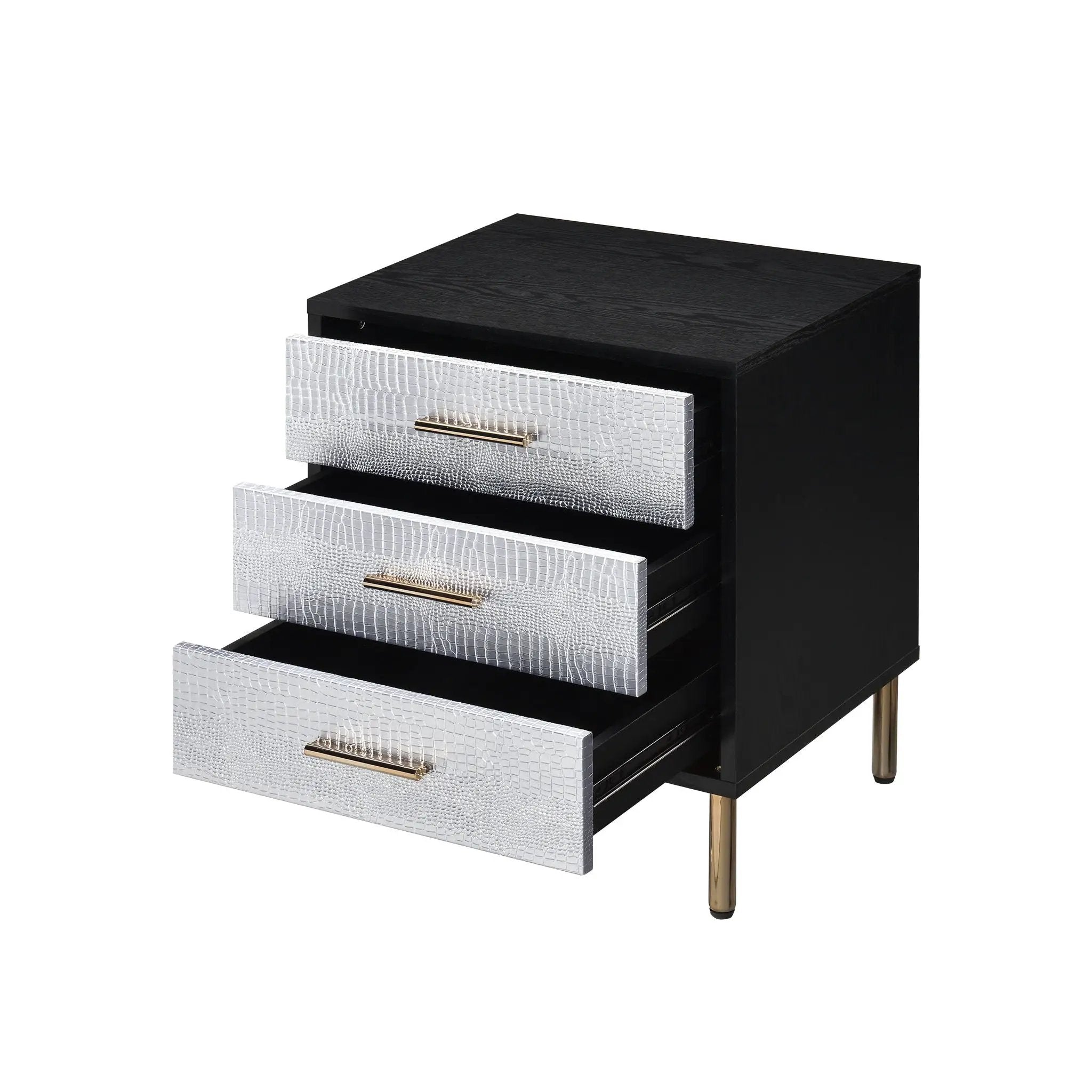 Myles - Nightstand - Black / Gold / Silver by Unique Piece Furniture
