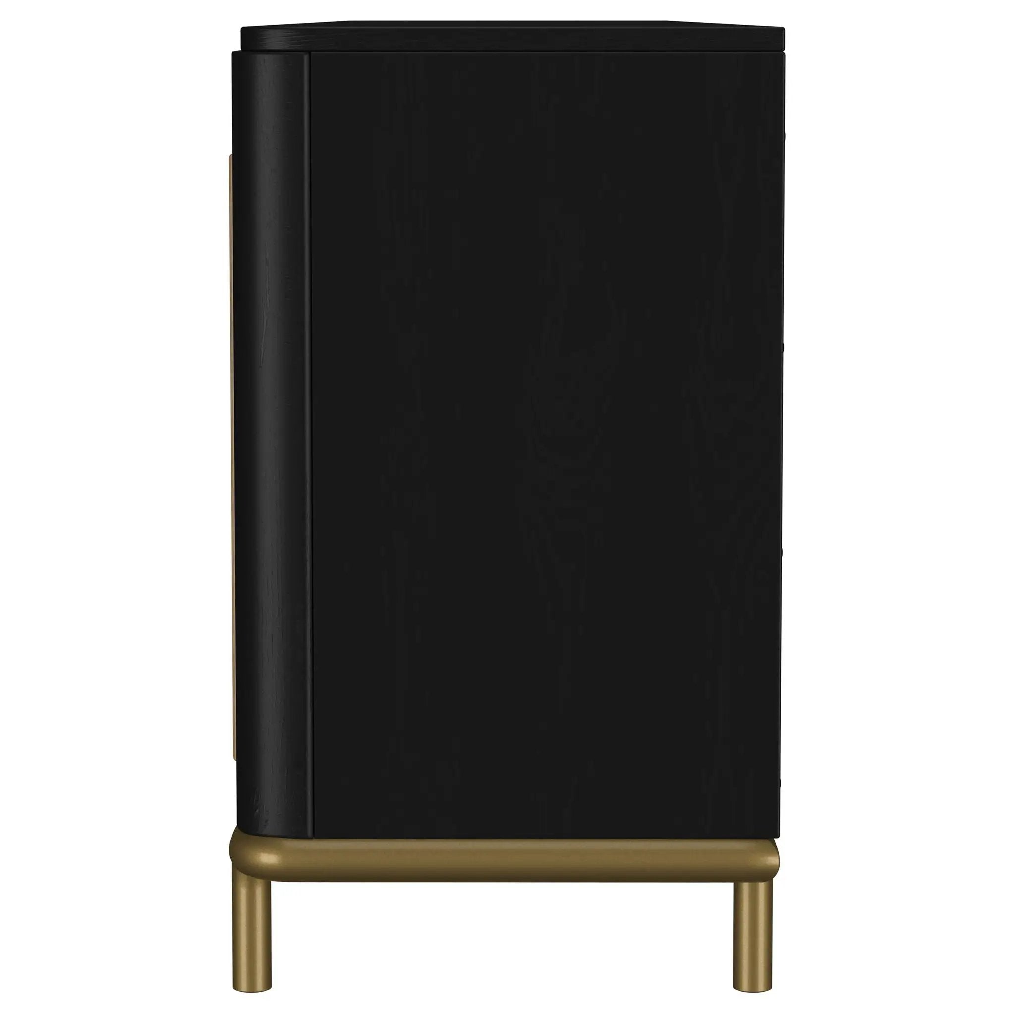 Arini Rattan Cane 2-door TV Stand Media Console Black by Unique Piece Furniture