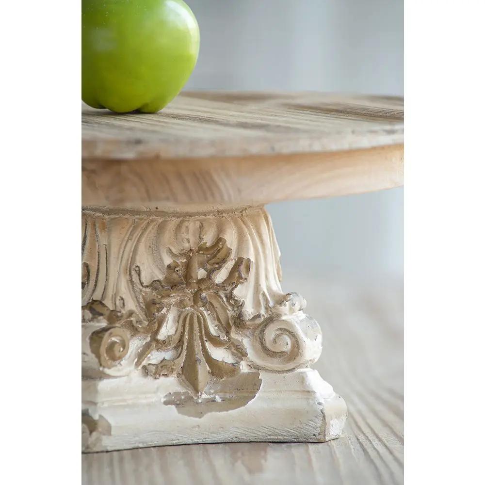 Cake Stand, Cake Plate With Magnesium Base - Cream / Brown by Unique Piece Furniture