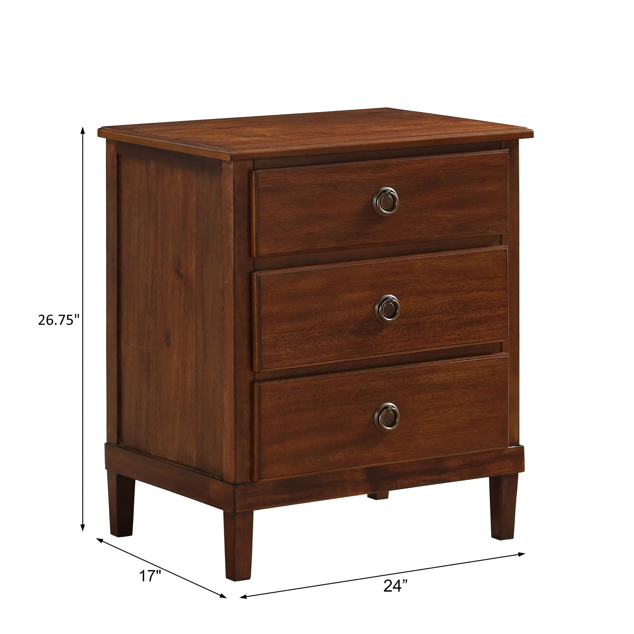 Chamberlin - 3 Drawer Nightstand - Brown by HouseOfZazla