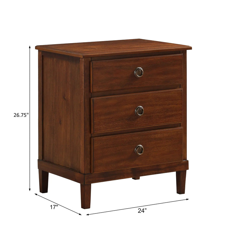 Chamberlin - 3 Drawer Nightstand - Brown by HouseOfZazla