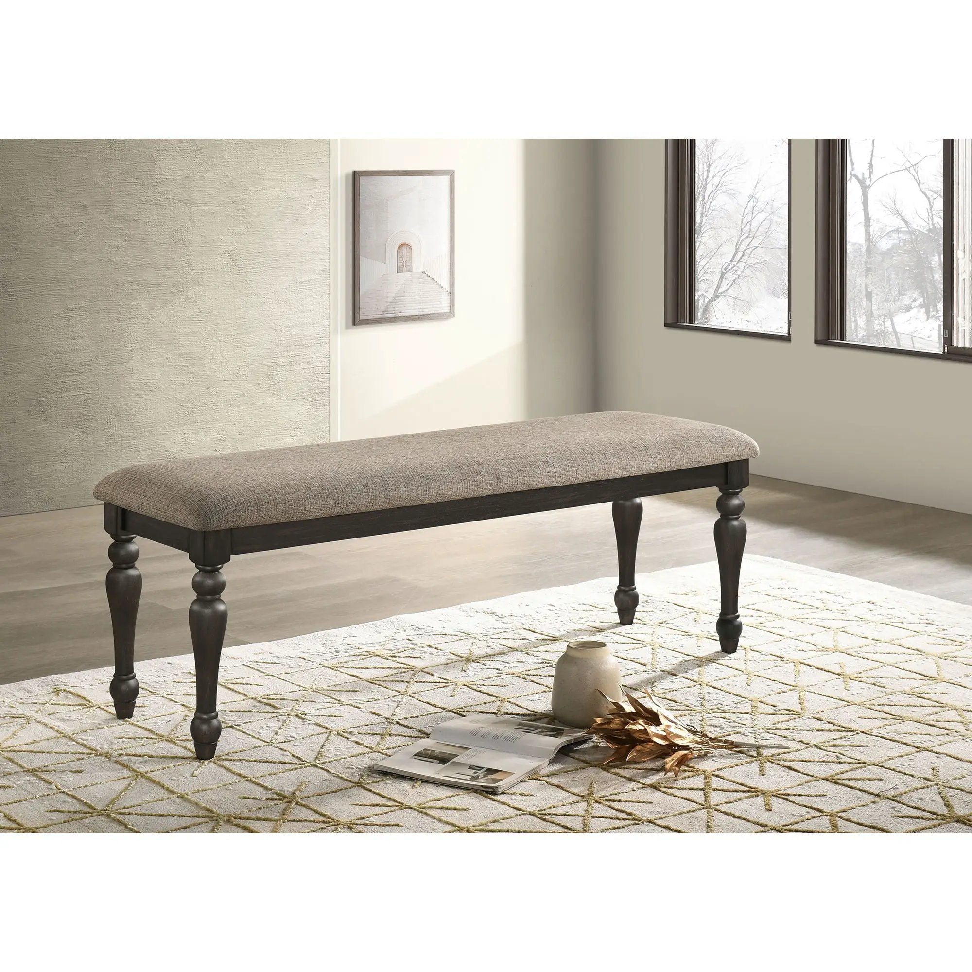 Kavita - Upholstered Dining Bench - Charcoal by HouseOfZazla