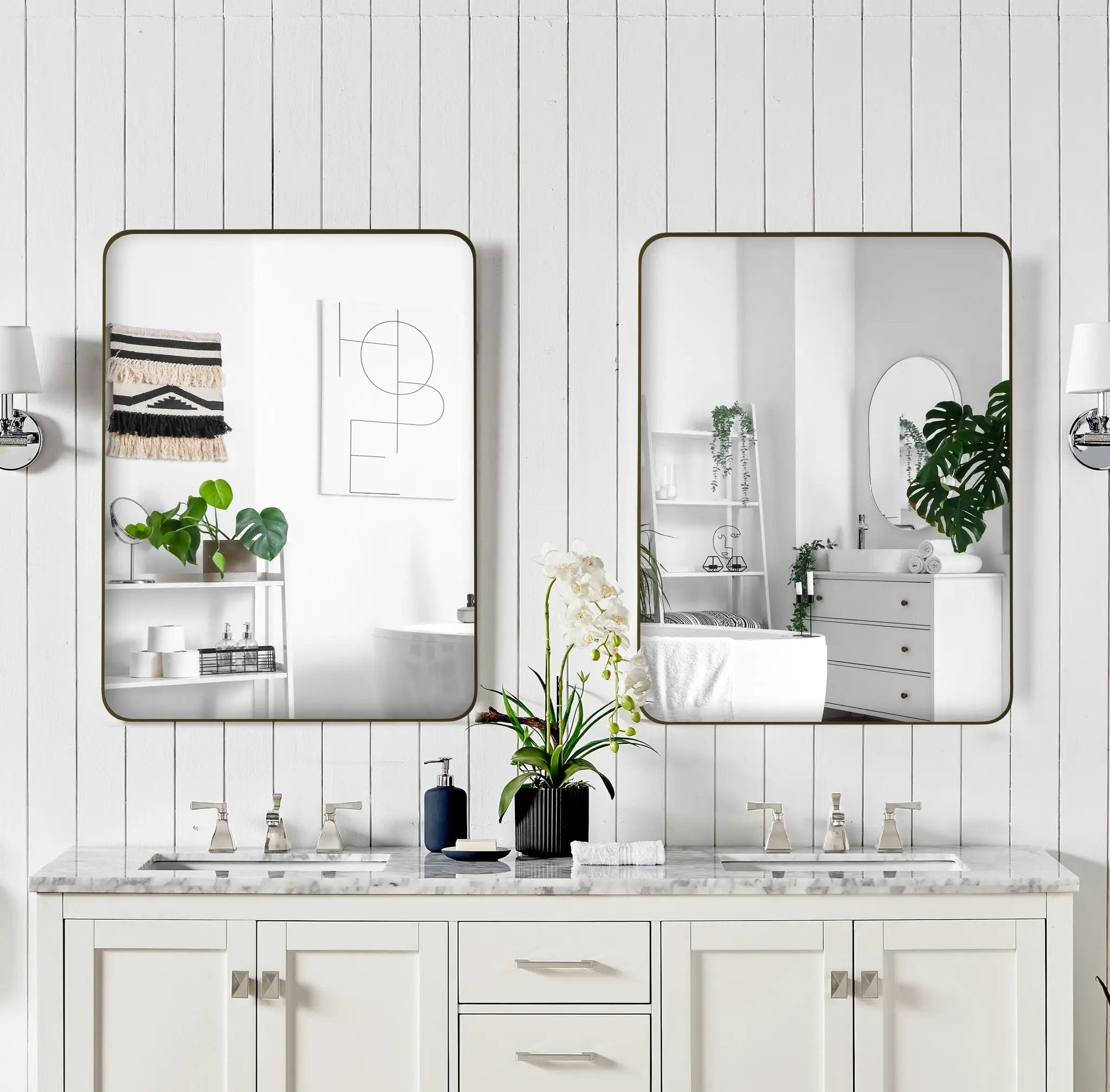Wall Mirror Rectangular Mirror Metal Framed Mirror Vanity Mirror Dressing Mirror, For Bathroom, Living Room, Bedroom by Unique Piece Furniture