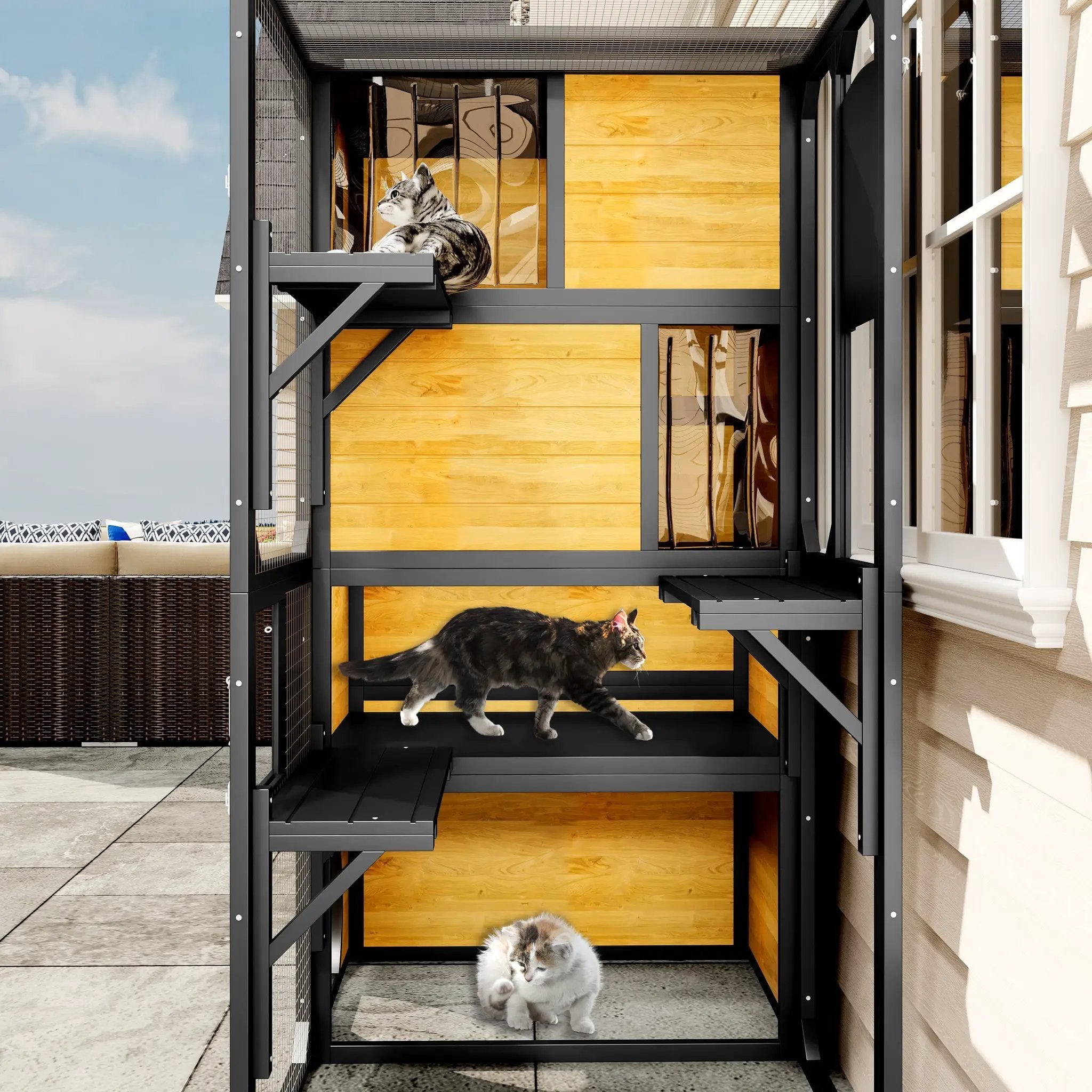 GO Large Cat Catio 4 Tiers Cat Enclosure for Outdoor Cats by HouseOfZazla