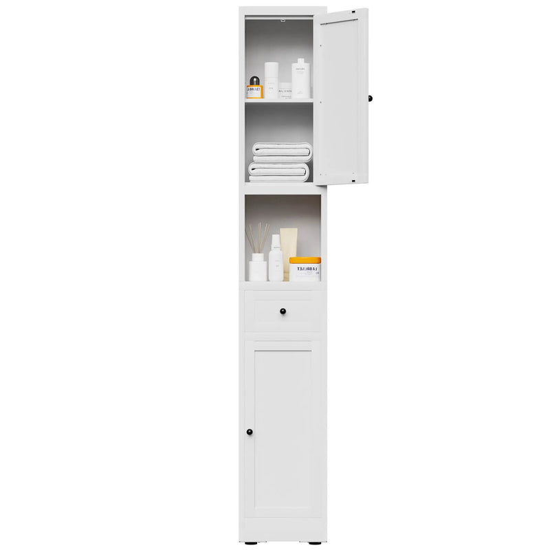 Tall Narrow Bathroom Cabinet With 5-Tier Storage, Adjustable Shelves, Freestanding - White by HouseOfZazla