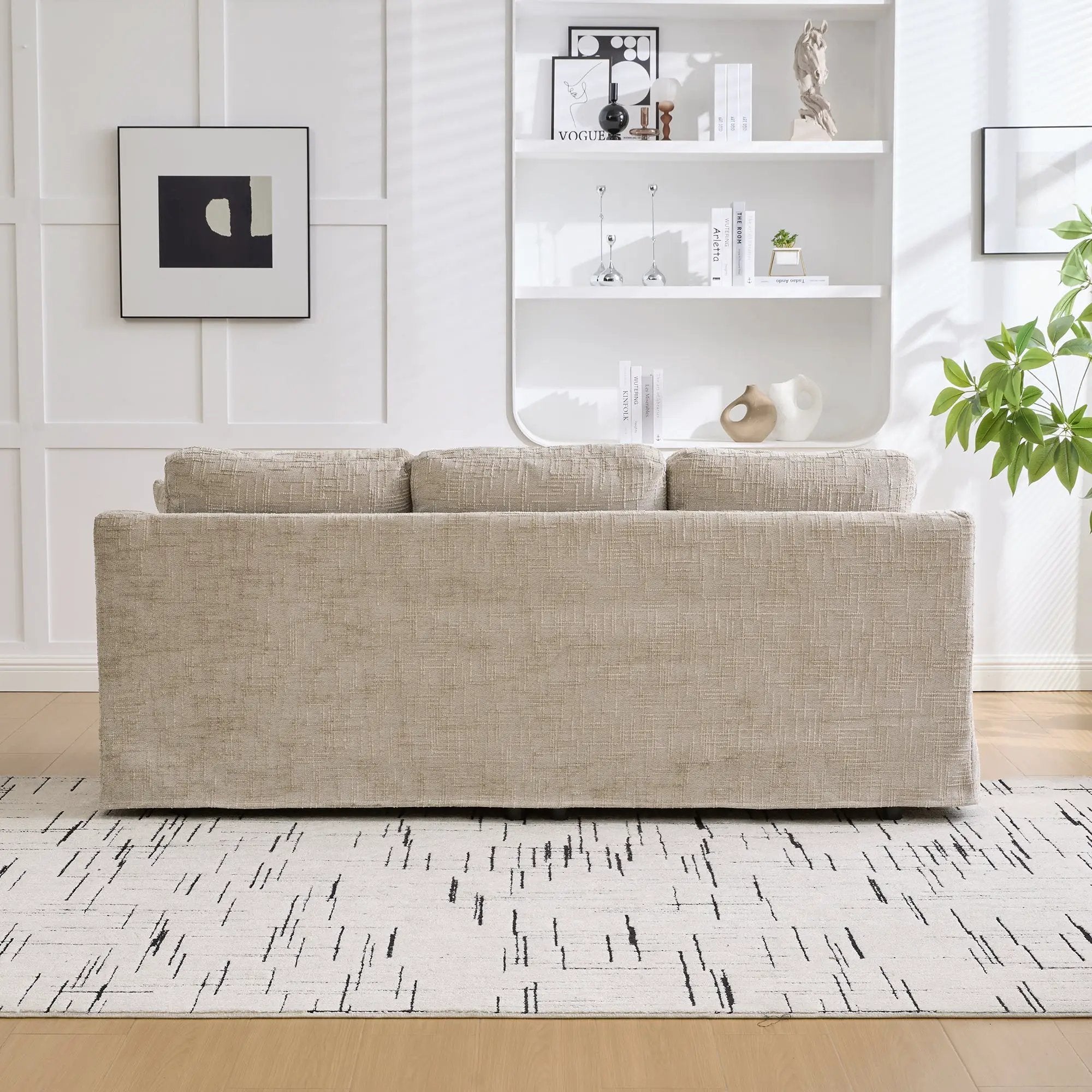 83.86" Wide Modern Casual Sofa in Wheat by HouseOfZazla