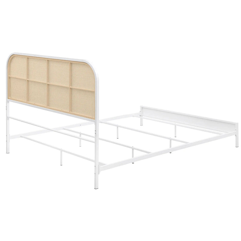 Amherst Radio Weave Rattan Metal Queen Bed White by Unique Piece Furniture