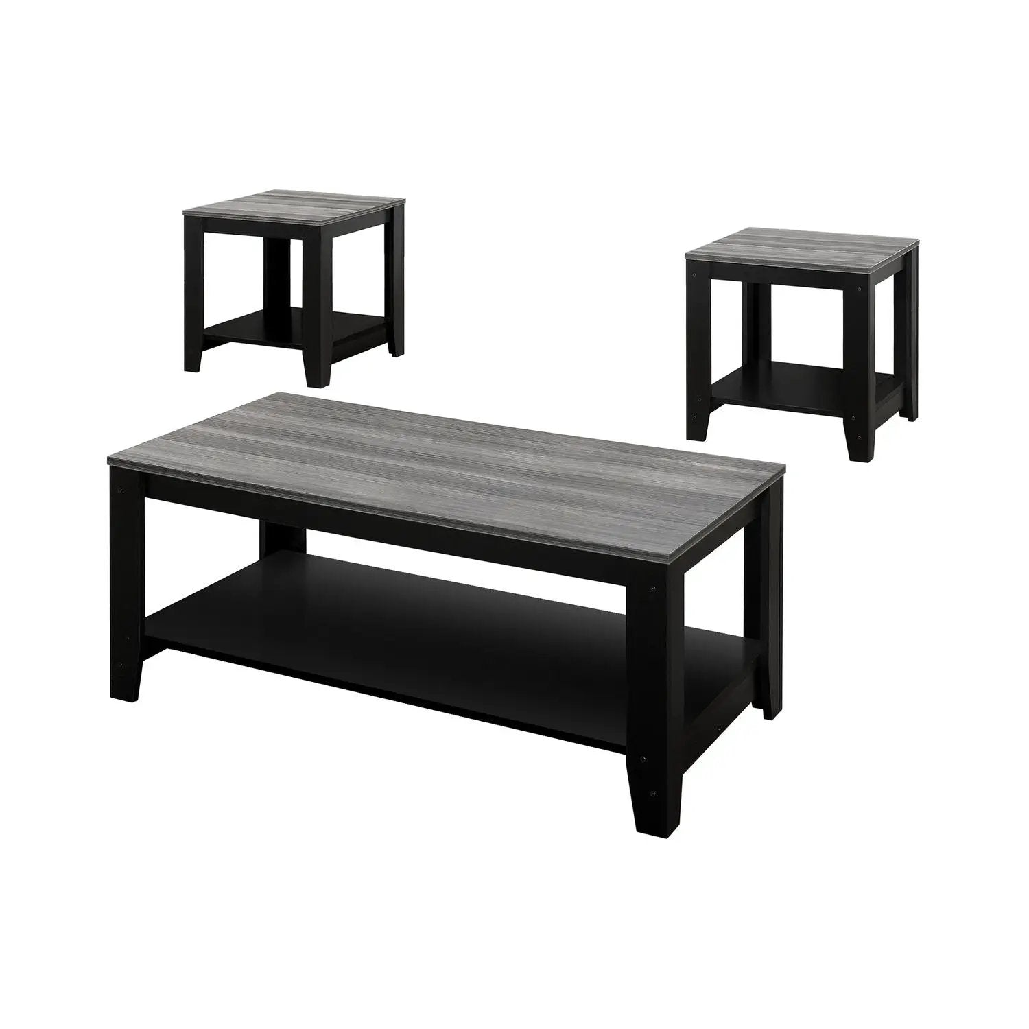 Table Set, Coffee, End, Side, Accent For Living Room Transitional (Set of 3) - Black by Unique Piece Furniture