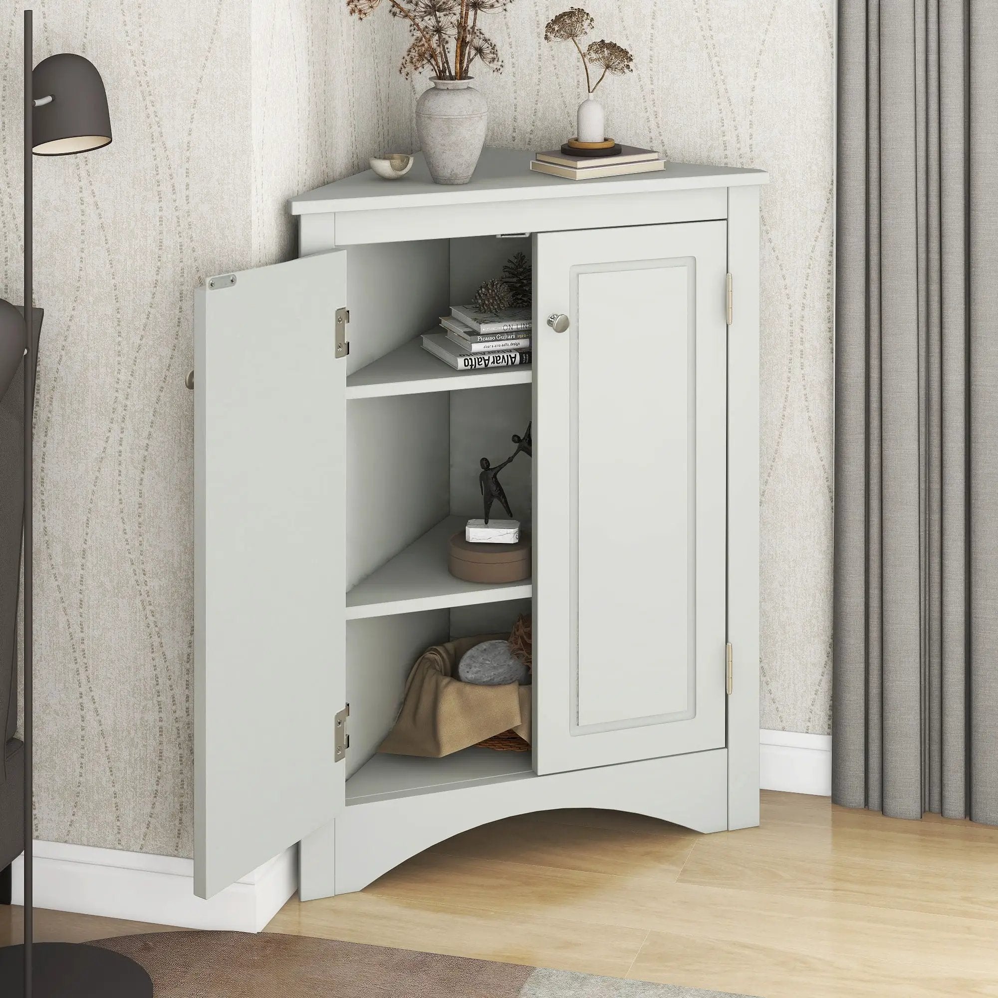 Triangle Bathroom Storage Cabinet With Adjustable Shelves, Freestanding Floor Cabinet For Home Kitchen by HouseOfZazla