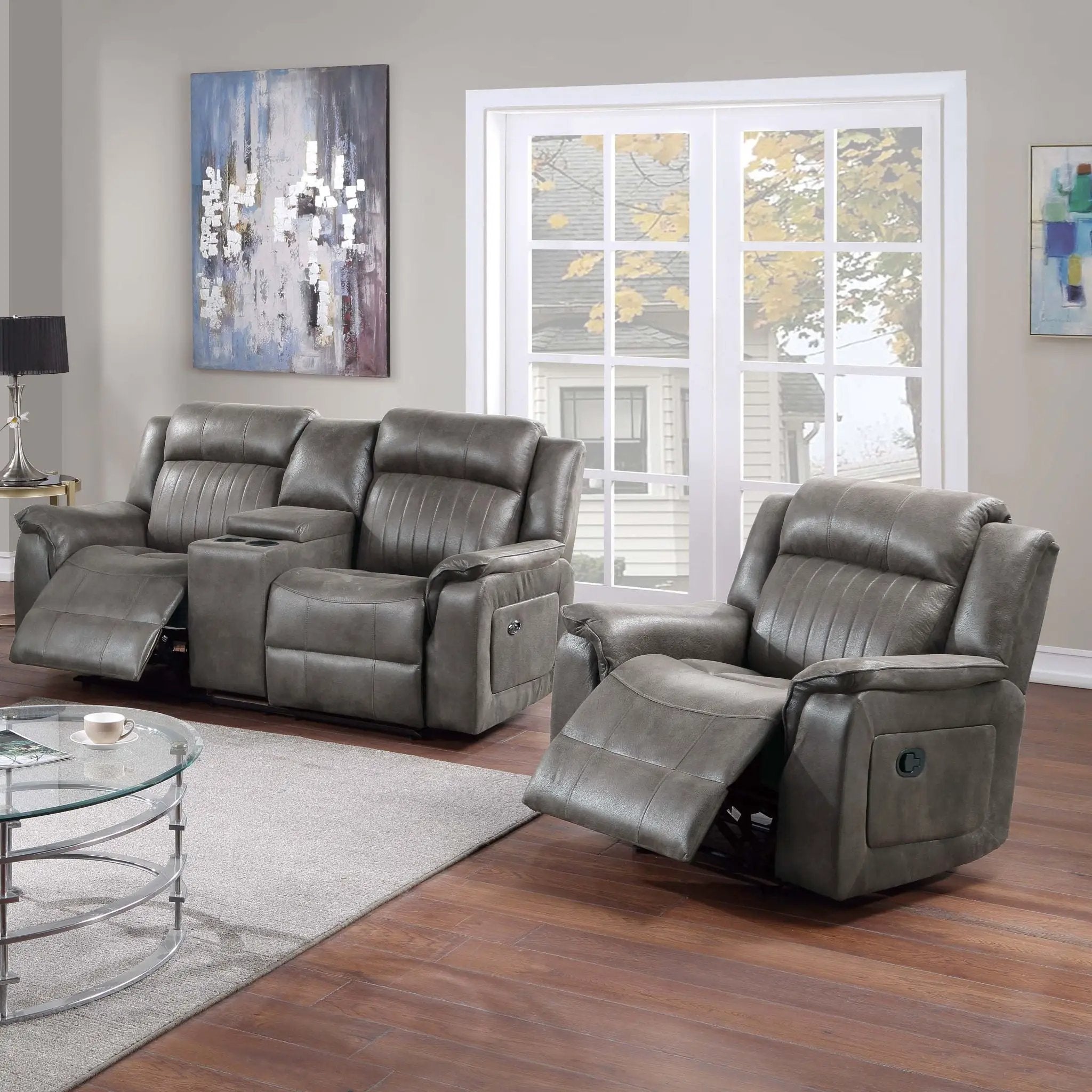 Contemporary Living Room Set, Horizontal And Vertical Tufting by HouseOfZazla
