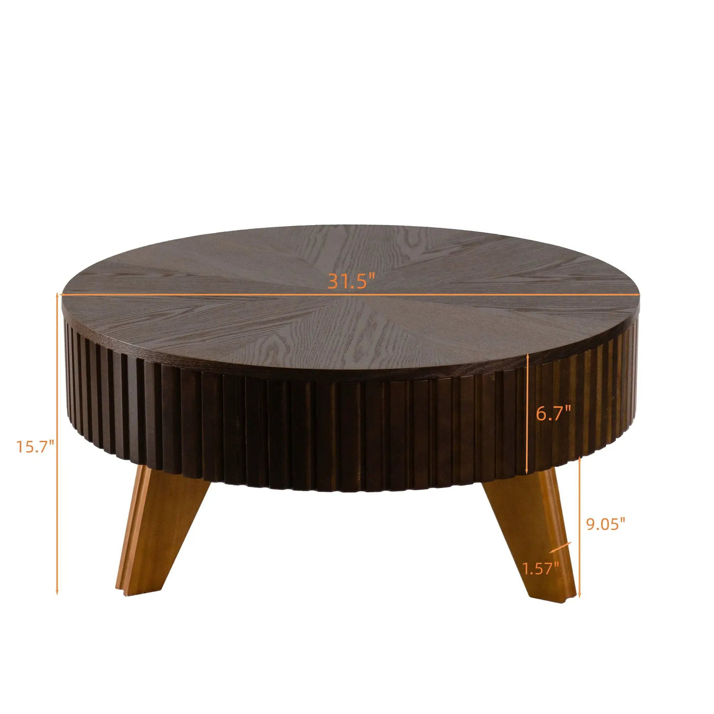 Round Retro Coffee With Solid Wood Legs by Unique Piece Furniture