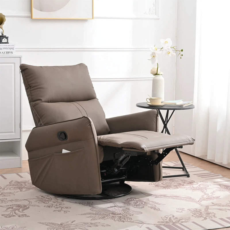 360° Modern Small Rocking Swivel Recliner Chair With Side Pocket by Unique Piece Furniture