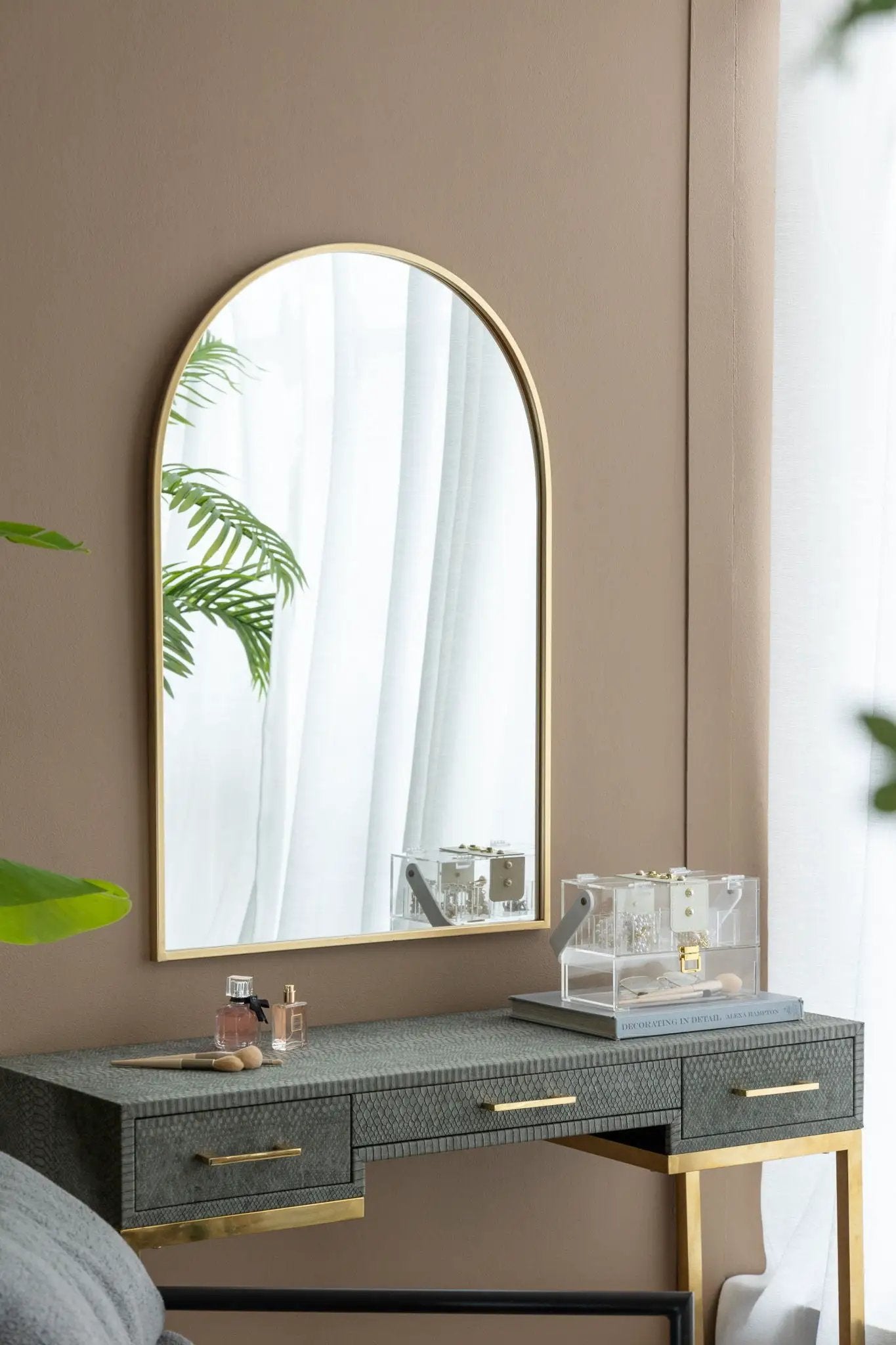 Arched Mirror With Metal Frame, Wall Mirror For Living Room Bedroom Entryway by Unique Piece Furniture