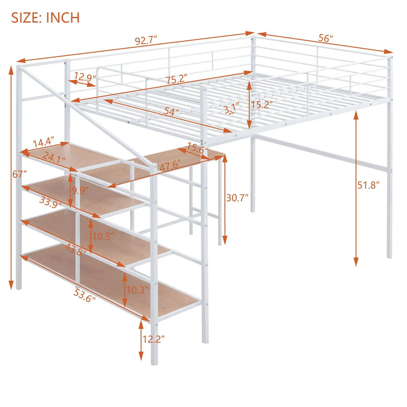 Loft Bed With Desk And Lateral Storage Ladder by Unique Piece Furniture
