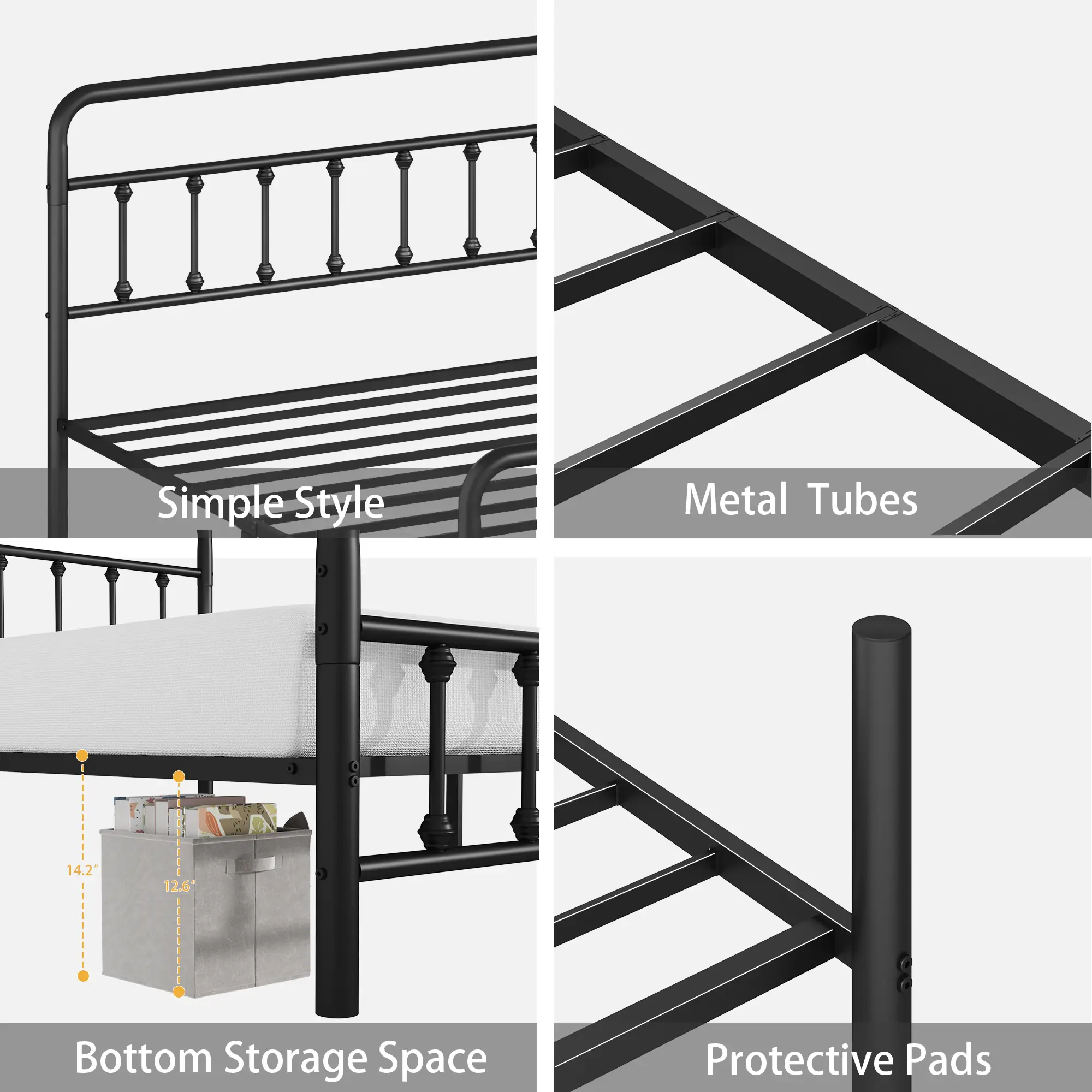 Metal Full Size Bed Frame with Headboard and Under Bed Storage by HouseOfZazla
