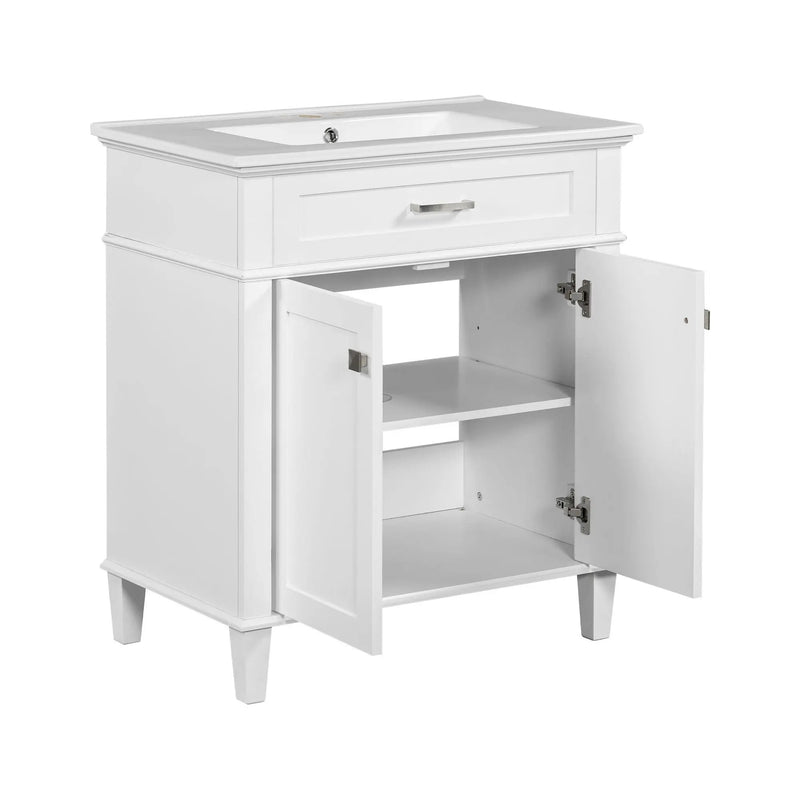 Bathroom Vanity With Ceramic Basin, Soft Close Door And Adjustable Shelves by HouseOfZazla