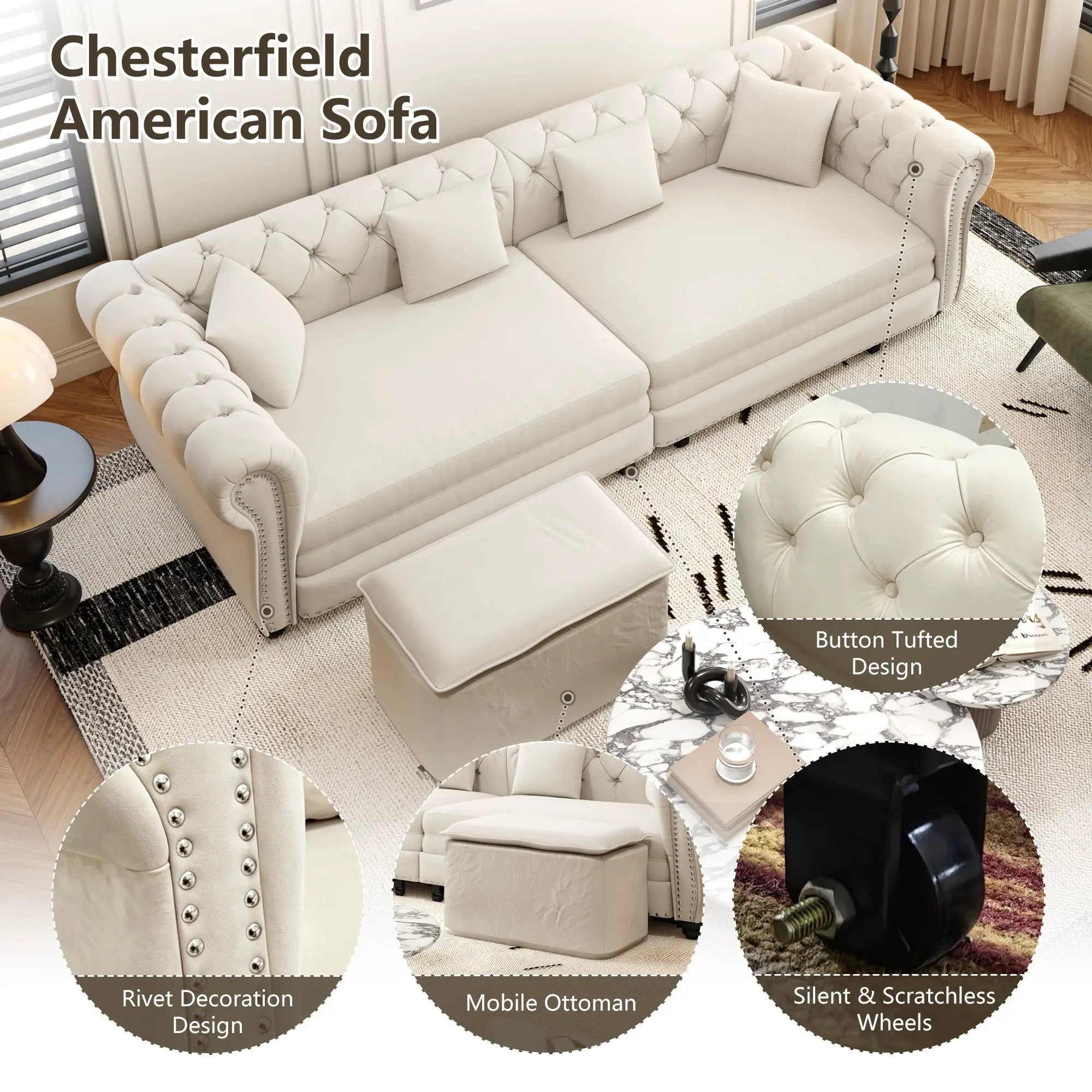 Chesterfield 3-in-1 Pull-Out Sofa Bed by HouseOfZazla