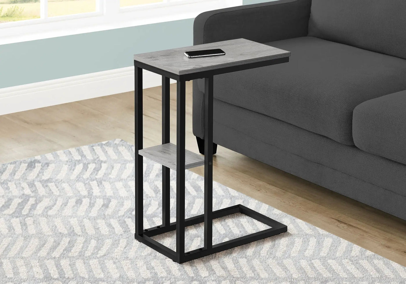 Accent Table, C - Shaped, Marble Look Contemporary & Modern Convenient Design by Unique Piece Furniture