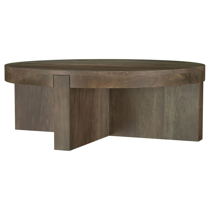 Kinkaid Round Solid Mango Wood Coffee Table Brown by Unique Piece Furniture