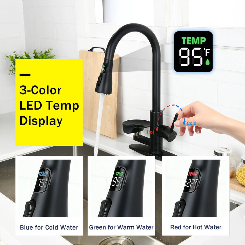 3-In-1 Kitchen Faucet with LED Temperature Display by HouseOfZazla
