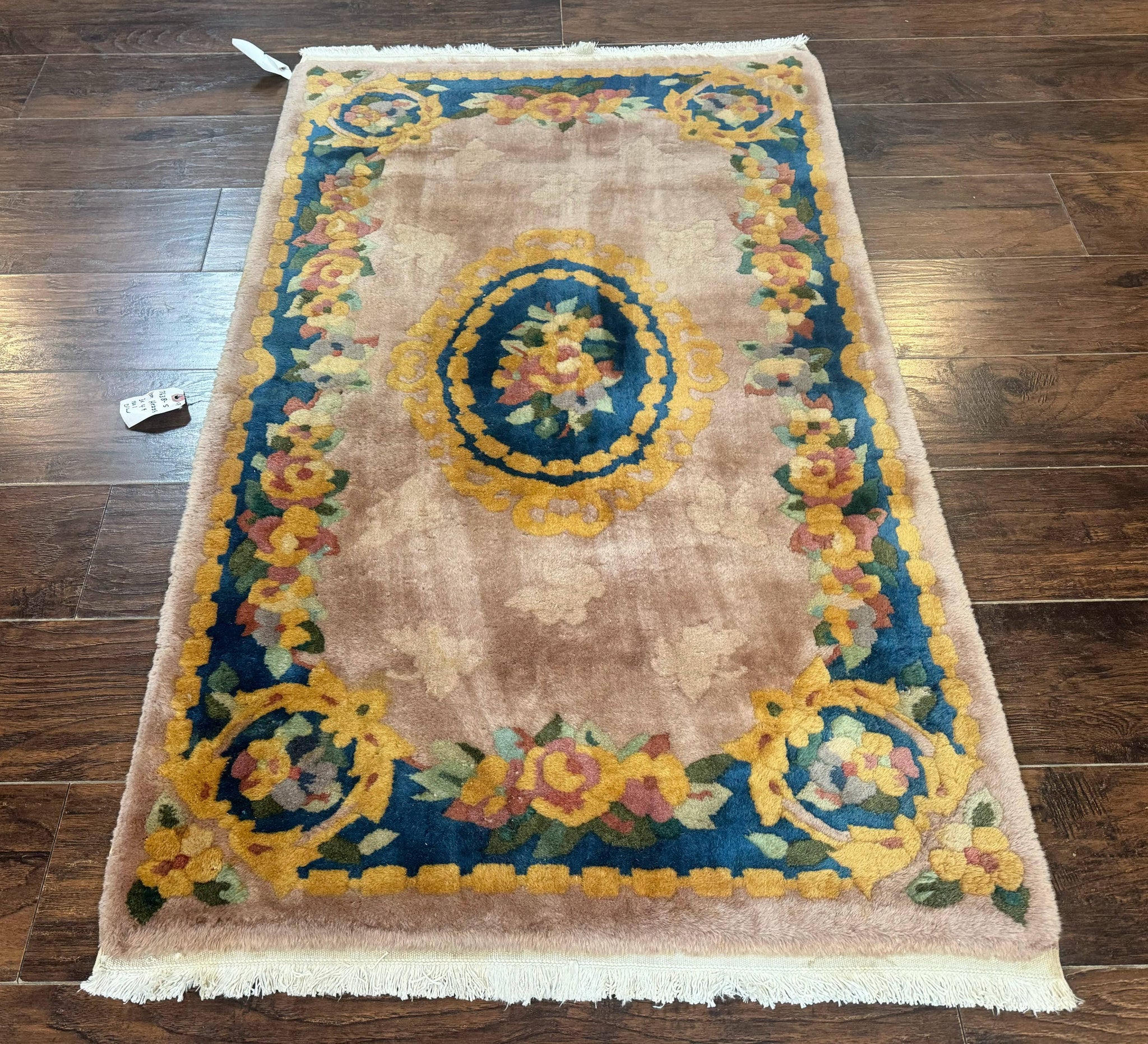 Chinese Wool Rug 3x5, Vintage 90 Line Carpet, Small Art Deco Rug by Jewel Rugs