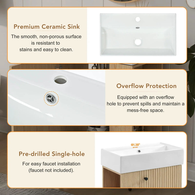 Modern Floating Bathroom Vanity With Ceramic Basin Perfect For Small Bathrooms by Unique Piece Furniture