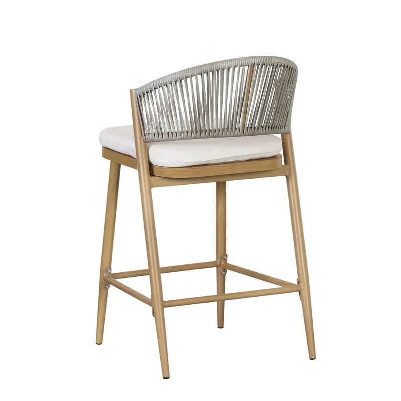 Outdoor 26" Counter Height Metal Frame Counter Stools With Scallop Shaped Backrest & Water Resistant Cushions by HouseOfZazla