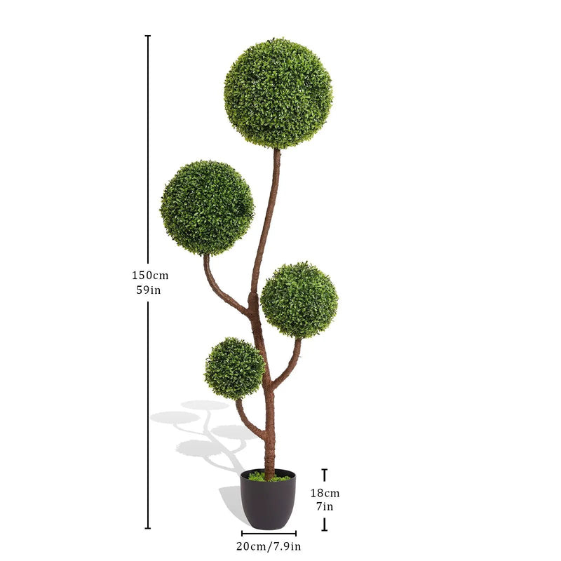 Artificial Boxwood Topiary Tree Triple Ball Shaped Faux Plant 150 Cm - Green by Unique Piece Furniture