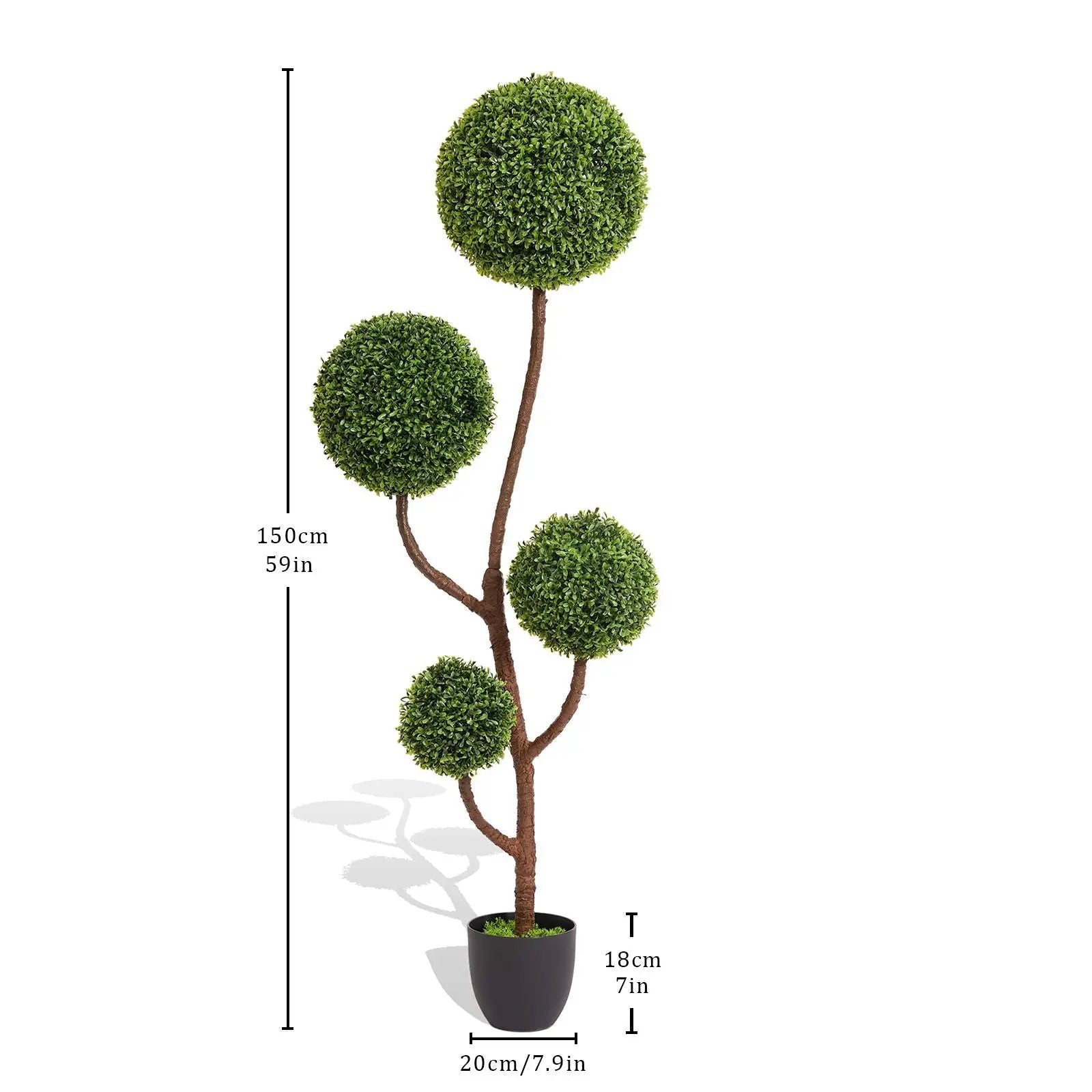 Artificial Boxwood Topiary Tree Triple Ball Shaped Faux Plant 150 Cm - Green by HouseOfZazla