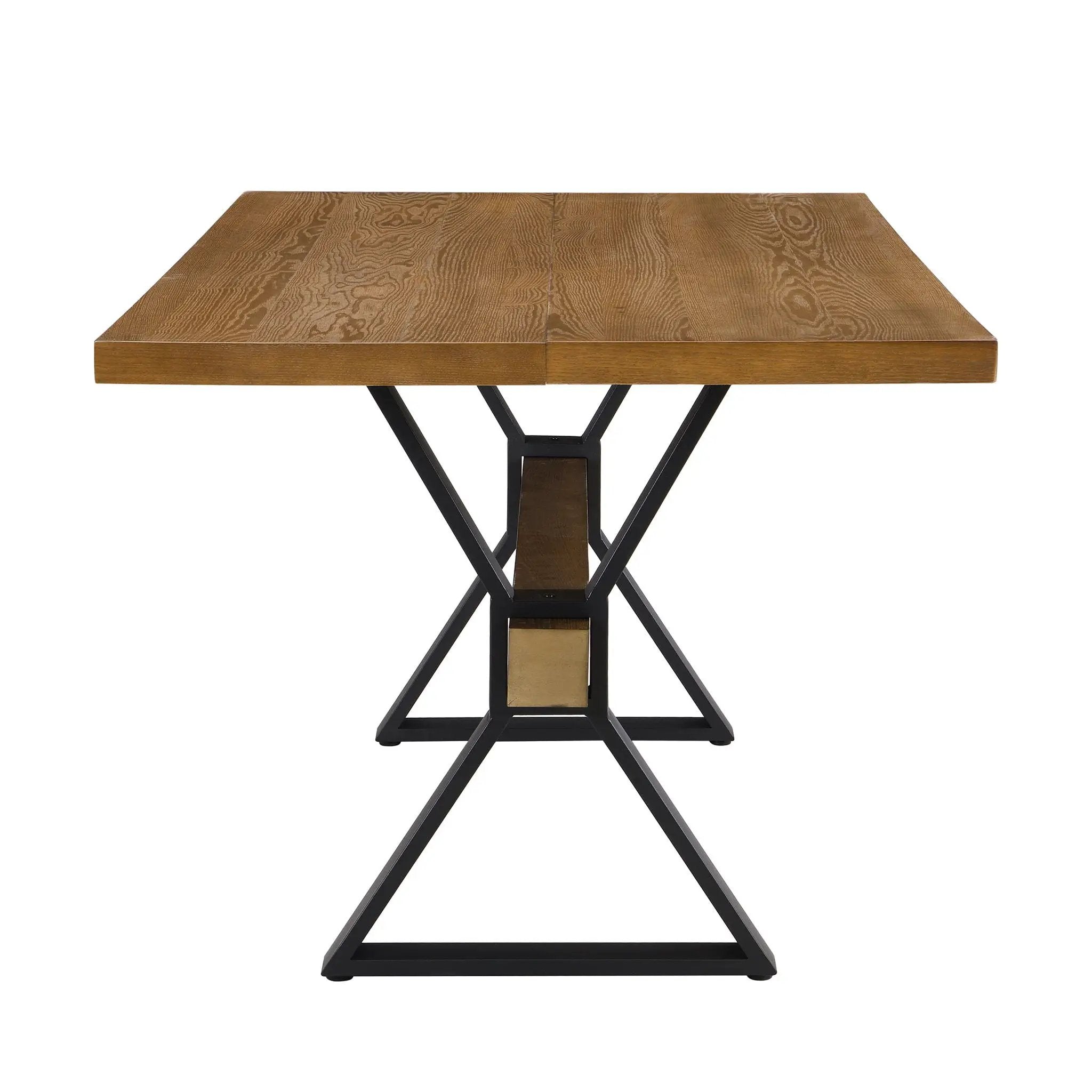 Farmhouse Style X Shaped Legs Dining Table With Moulded Details - Brown by HouseOfZazla