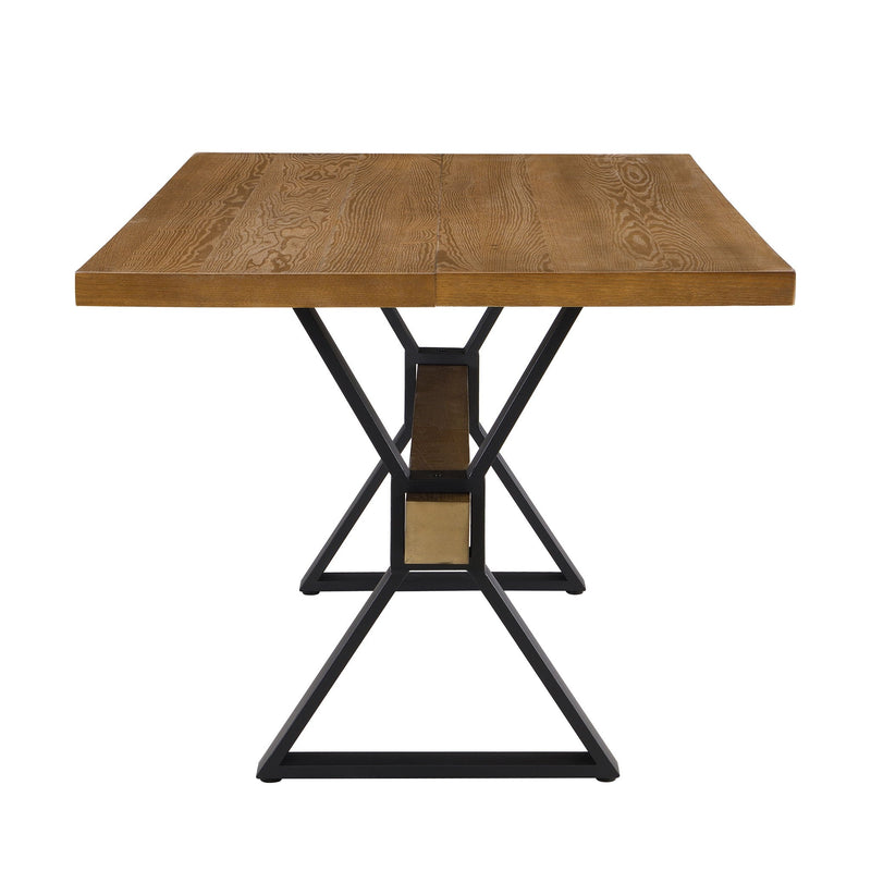Farmhouse Style X Shaped Legs Dining Table With Moulded Details - Brown by HouseOfZazla