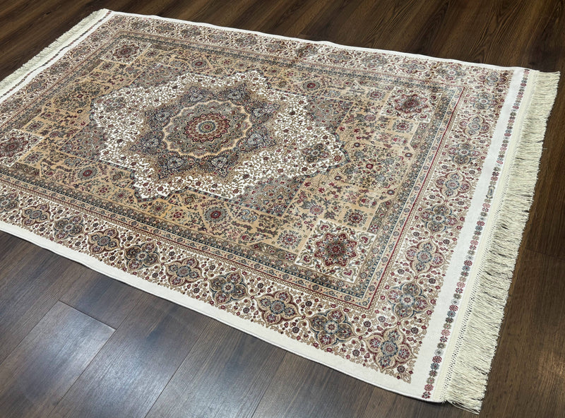 Turkish Memluk Silk Rug 4x6, Hereke Carpet, Bamboo Silk, New by Jewel Rugs