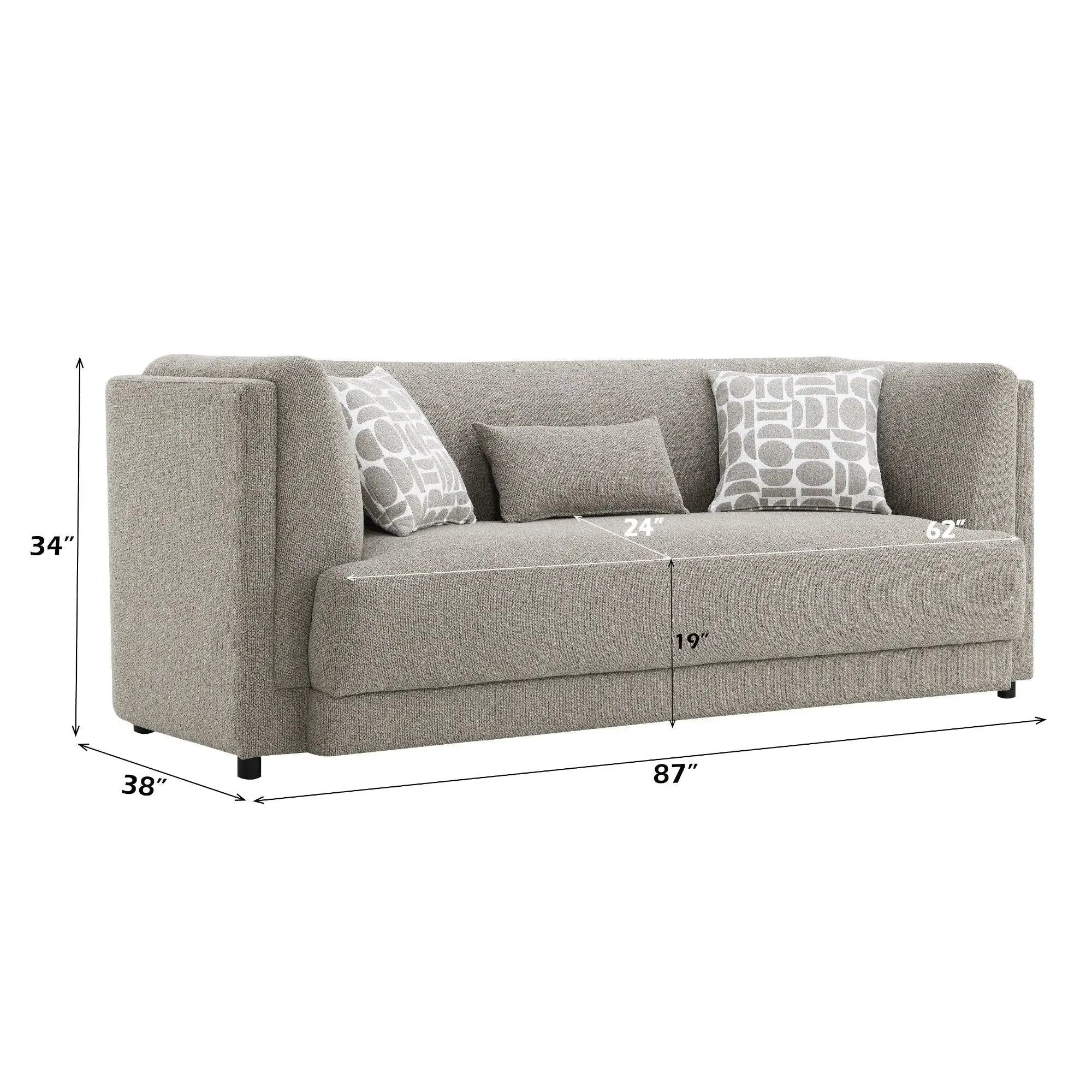 Glenda - Sofa With 3 Pillows - Gray by HouseOfZazla