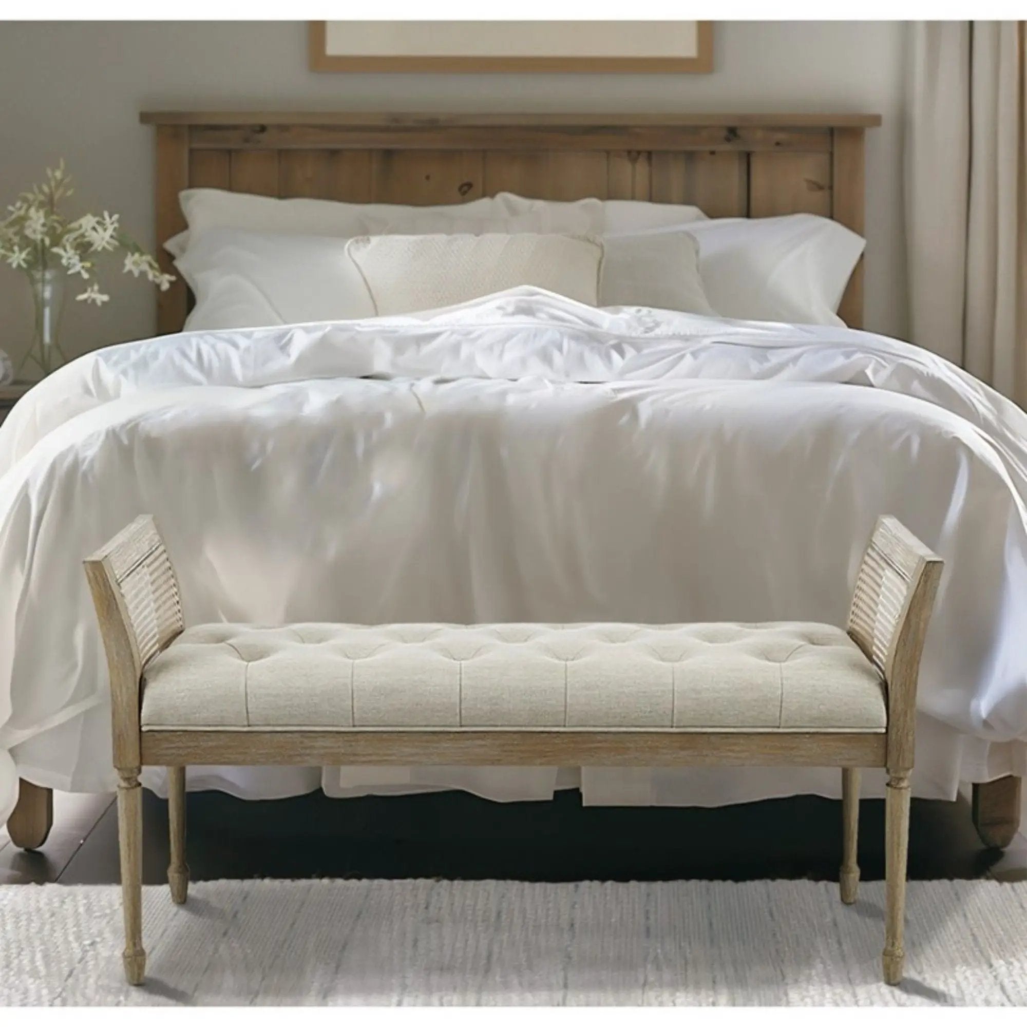 Accent Bench With Arm - Natural by HouseOfZazla