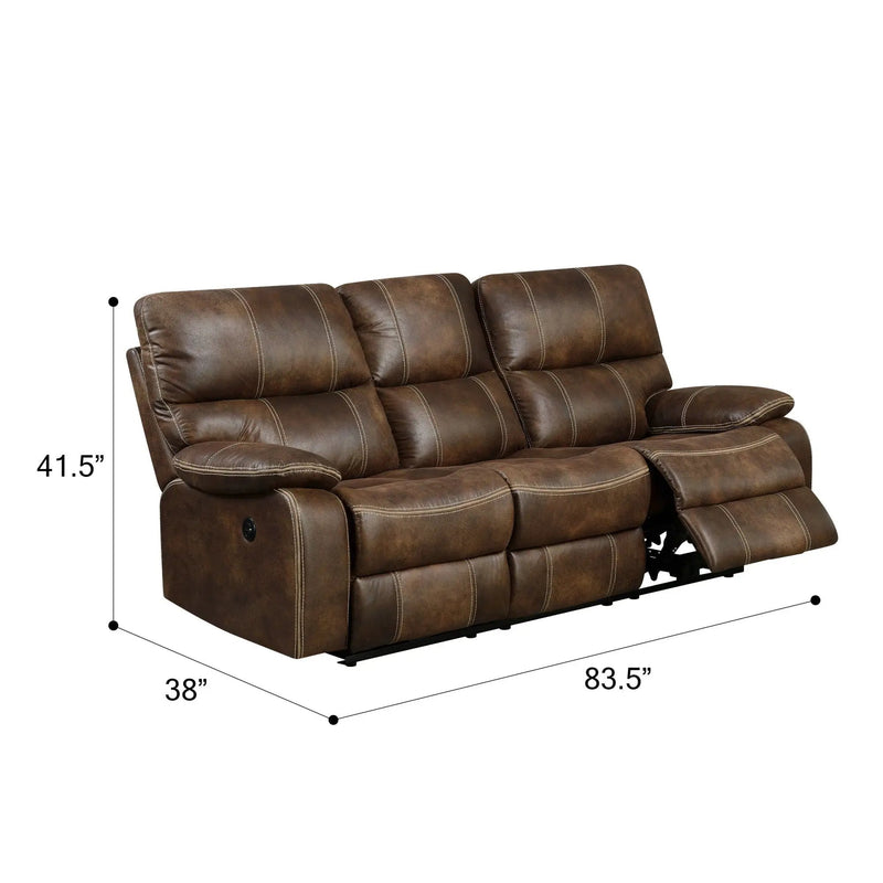 Reclining Sofa With USB Charging, Pocket Coil Seating, And Hidden Storage - Brown by HouseOfZazla