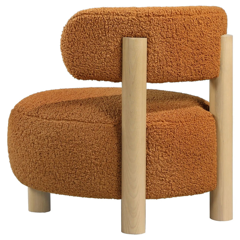 Zonie Boucle Upholstered Barrel Back Accent Chair Orange by Unique Piece Furniture