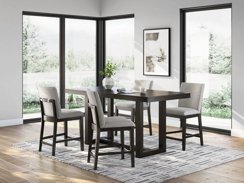Neymorton - 5 Pc. - Rectangular Dining Room Counter Table, 4 Barstools - Dark Grayish Brown by Unique Piece Furniture